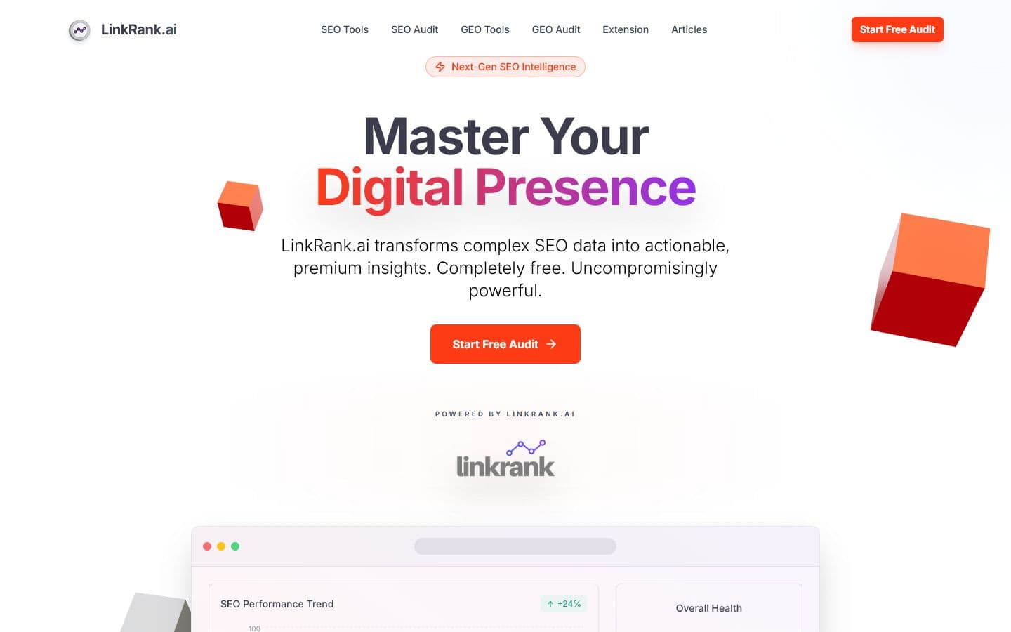 LinkRank.ai website screenshot
